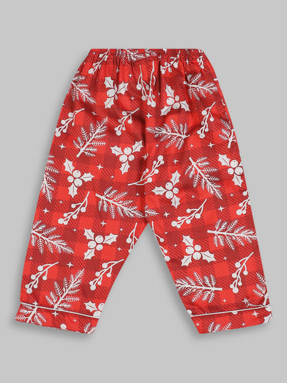 Crimson Christmas Kids Button Down Pj Set - Pure Cotton Pj Set with Notched Collar
