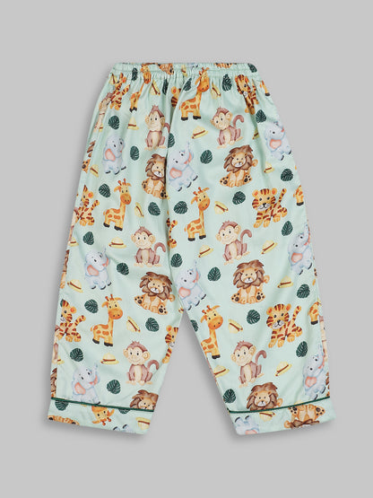 Into the Jungle Kids Button Down Pj Set - Pure Cotton Pj Set with Notched Collar