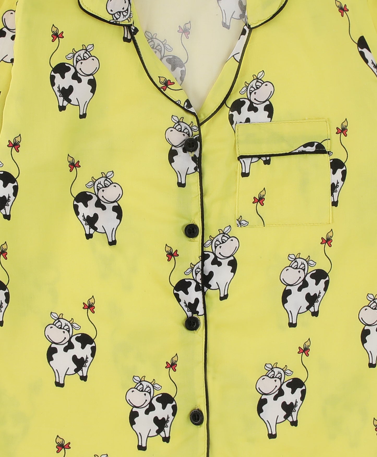 Cute Cows Kids Button Down Pj Set - Pure Cotton Pj Set with Notched Collar