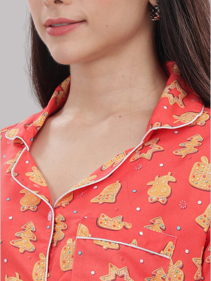 Cookie Wonderland Button Down Pj Set - Cotton Rayon Pj Set with Notched Collar