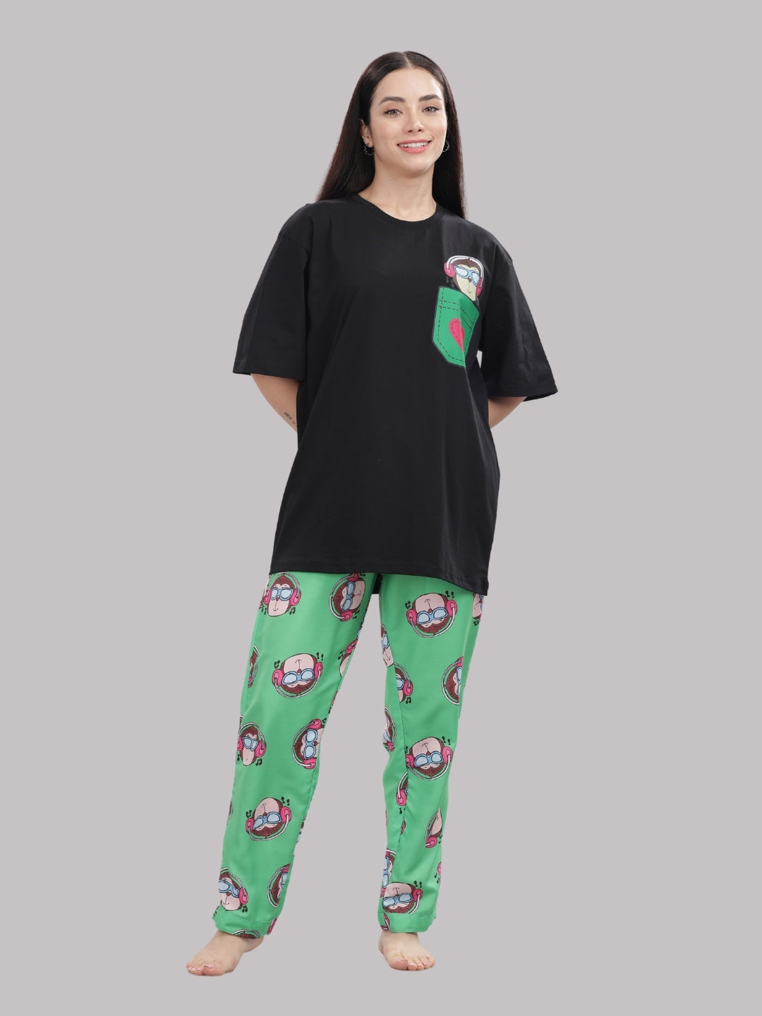 Monkey Business T-shirt Pj Set - Oversized Tshirt with Pj Combo