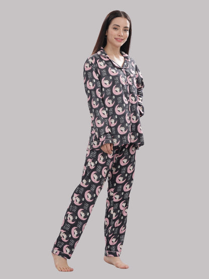 Hello Cutie Button Down Pj Set - Pure Cotton Pj Set with Notched Collar