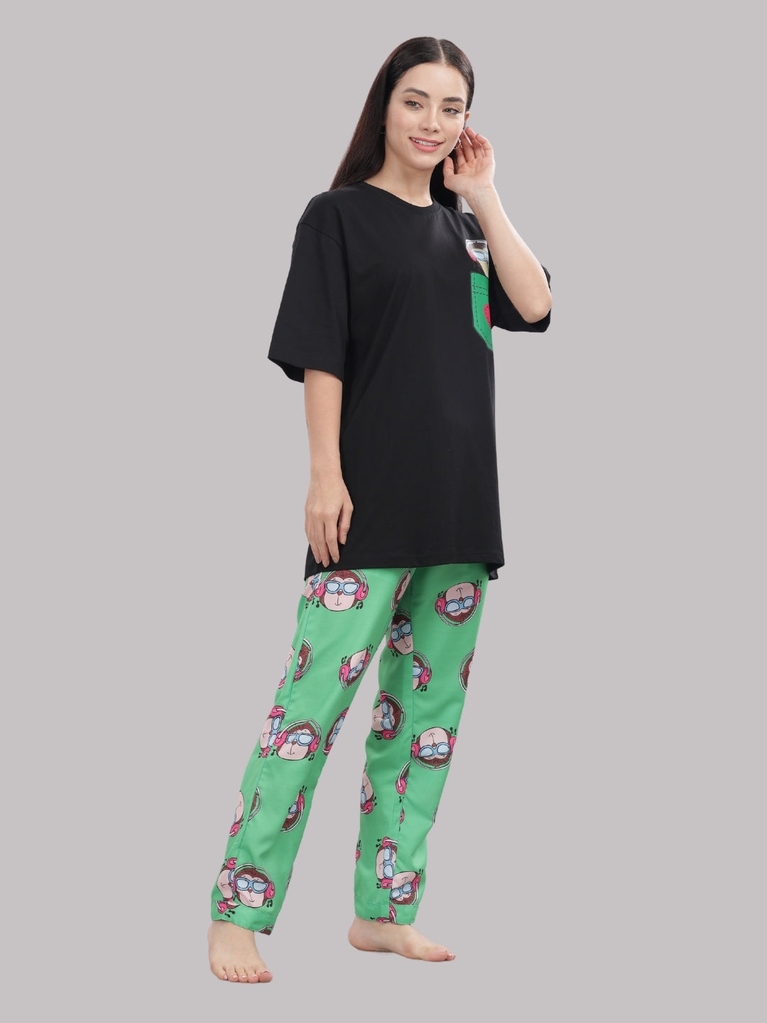 Monkey Business T-shirt Pj Set - Oversized Tshirt with Pj Combo