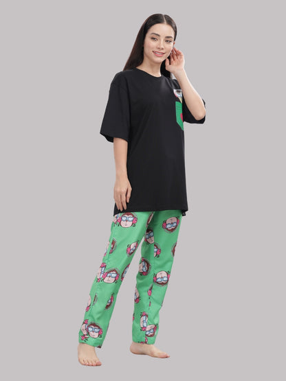 Monkey Business T-shirt Pj Set - Oversized Tshirt with Pj Combo
