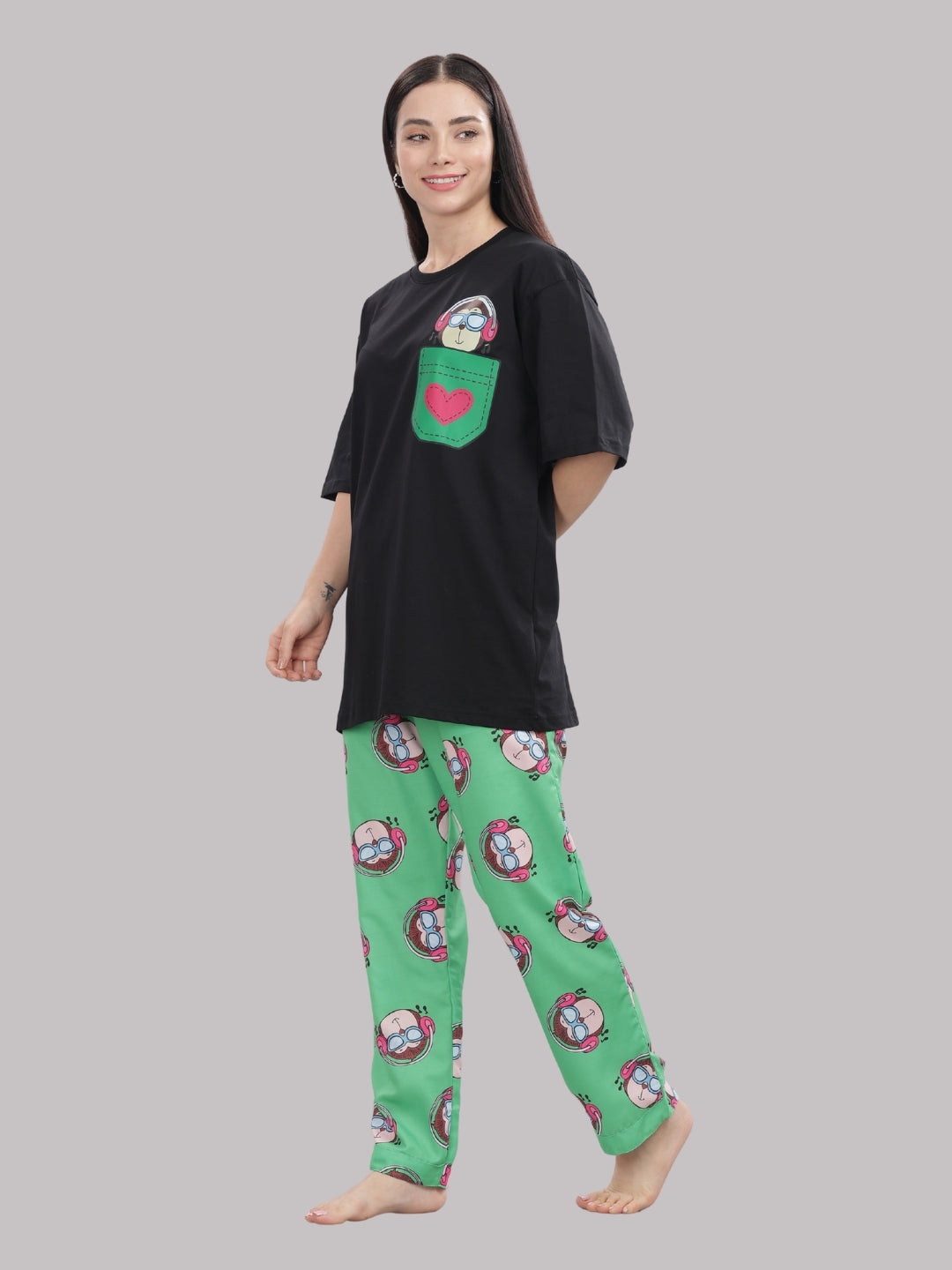 Monkey Business T-shirt Pj Set - Oversized Tshirt with Pj Combo