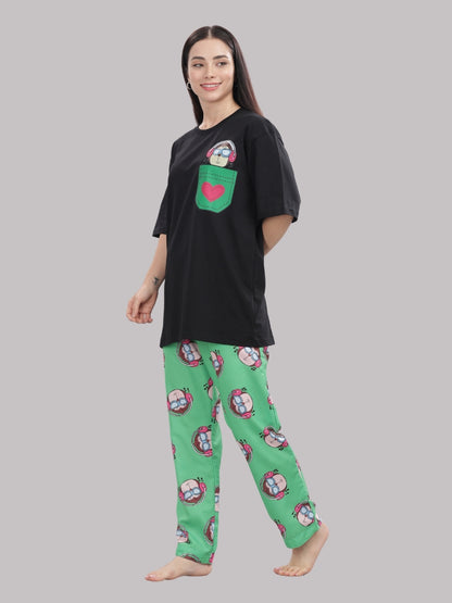 Monkey Business T-shirt Pj Set - Oversized Tshirt with Pj Combo