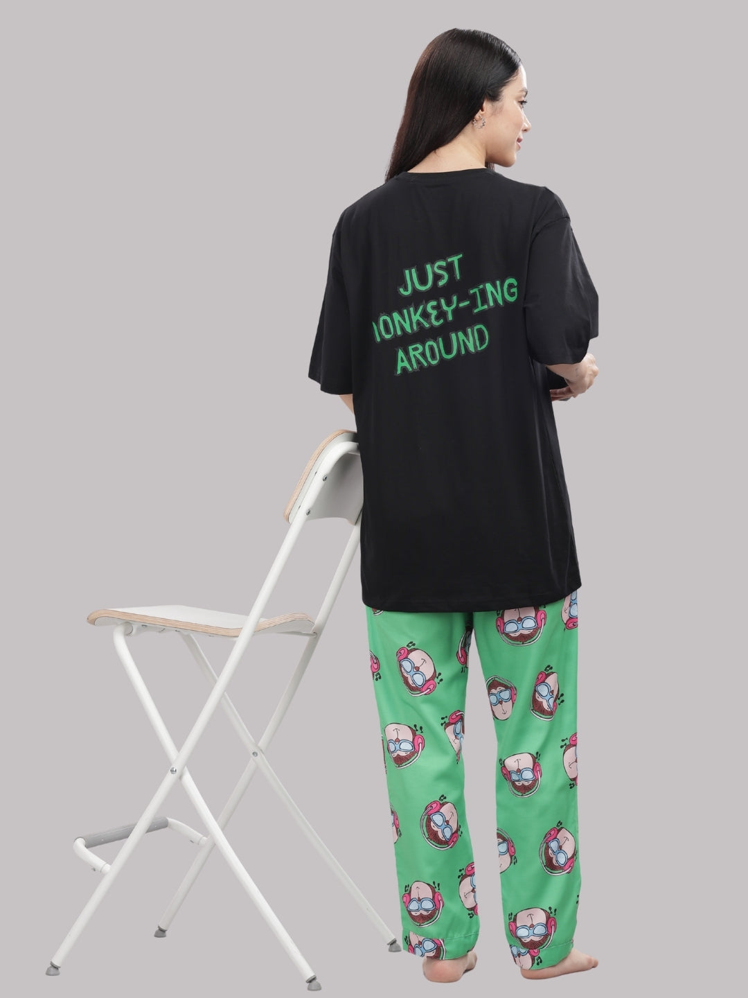 Monkey Business T-shirt Pj Set - Oversized Tshirt with Pj Combo