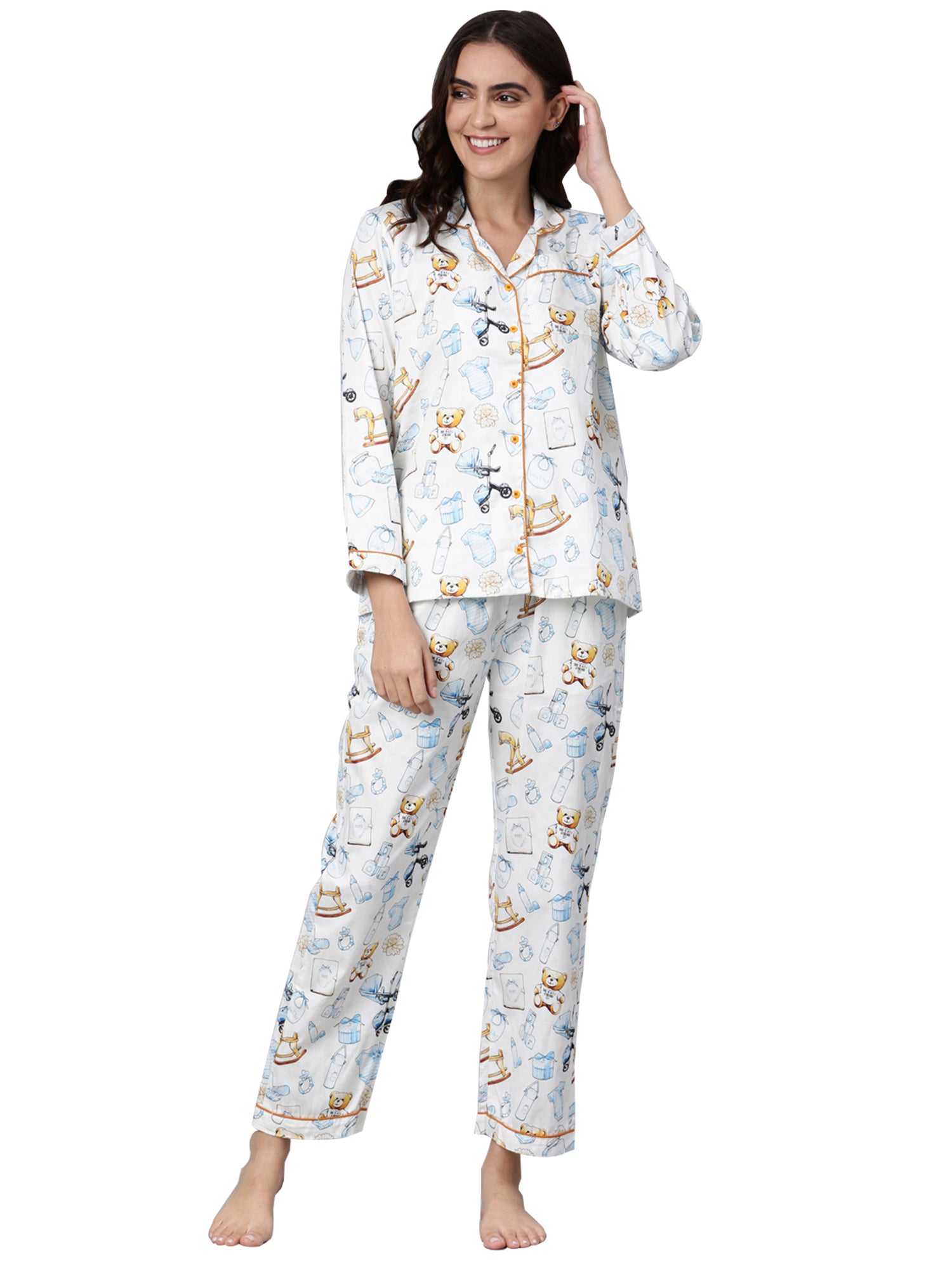 Baby Dior Button Down Pj Set - Pure Cotton Pj Set with Notched Collar