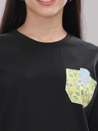 Yellow Pop T-shirt Pj Set - Oversized Tshirt with Pj Combo