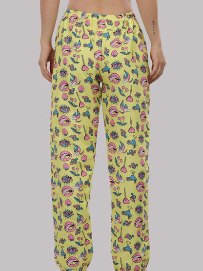 Yellow Pop T-shirt Pj Set - Oversized Tshirt with Pj Combo