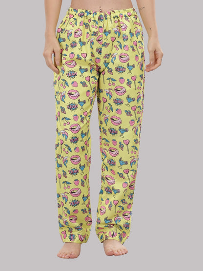 Yellow Pop T-shirt Pj Set - Oversized Tshirt with Pj Combo