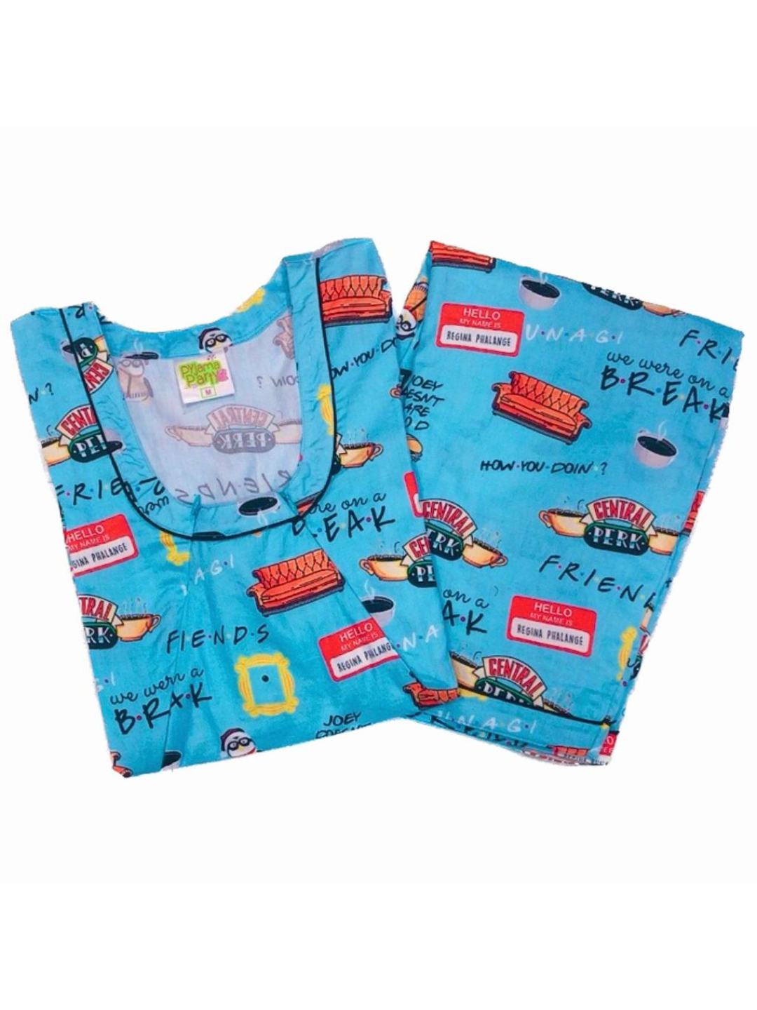 Friends Maternity Pj Set - Pure Cotton Pj Set in Round Neck with 2 Invisible Zips for Feeding