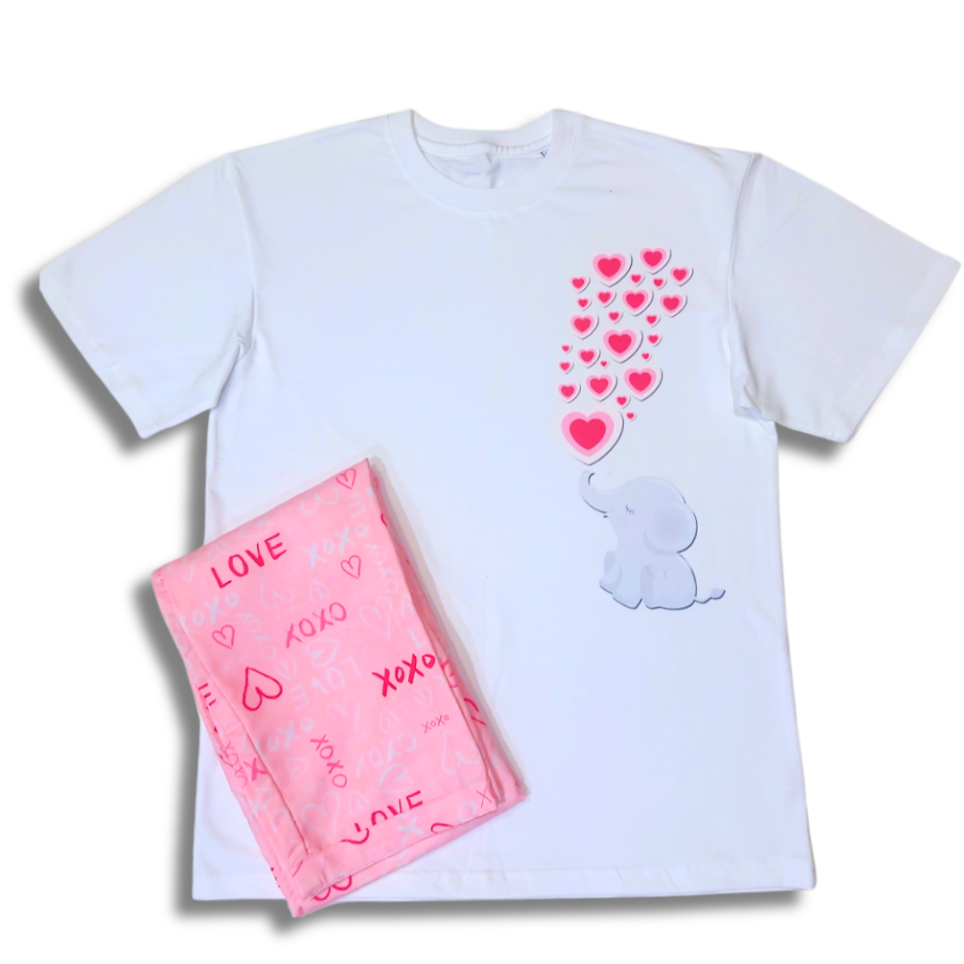 XOXO T-shirt Pj Set - Oversized Tshirt with Pj Combo