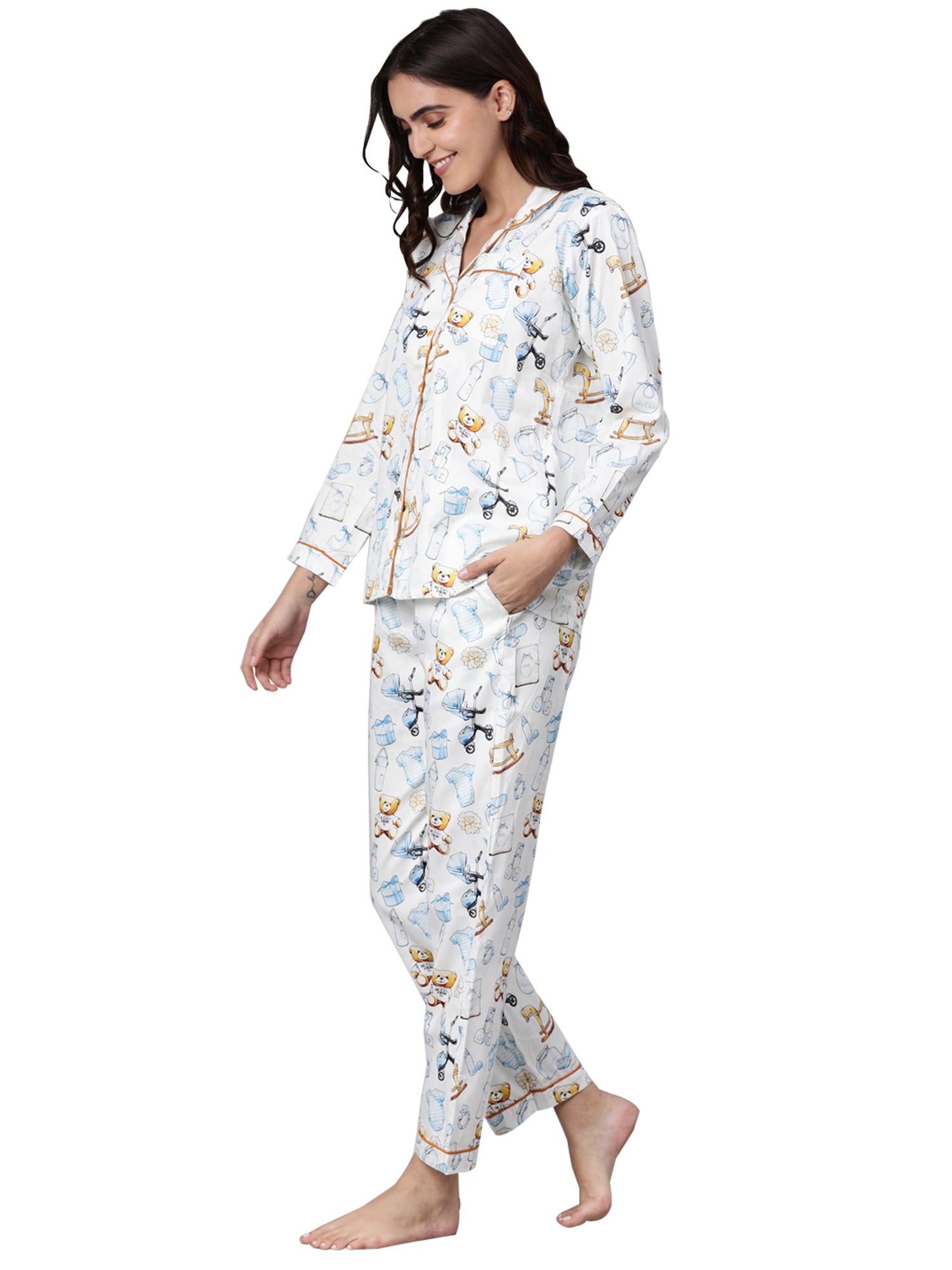 Baby Dior Button Down Pj Set - Pure Cotton Pj Set with Notched Collar