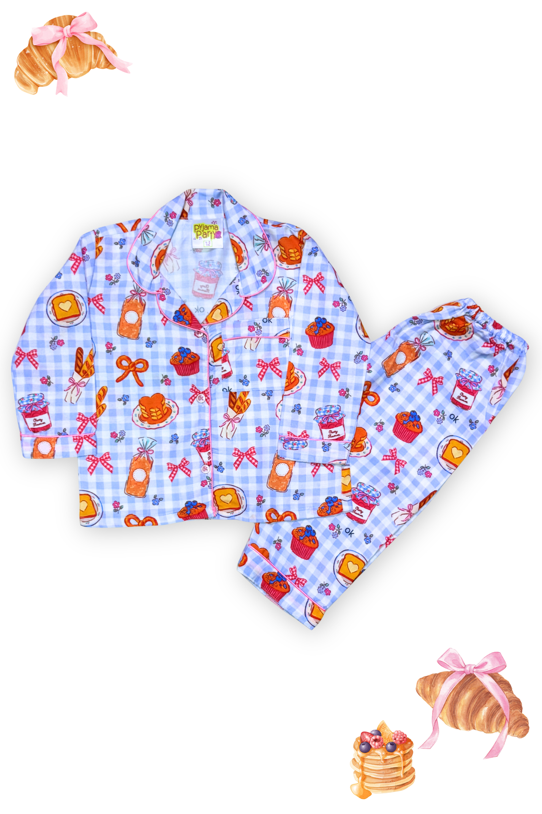 Breakfast Club Kids Pj Set - Cotton Rayon Pj Set with Notched Collar