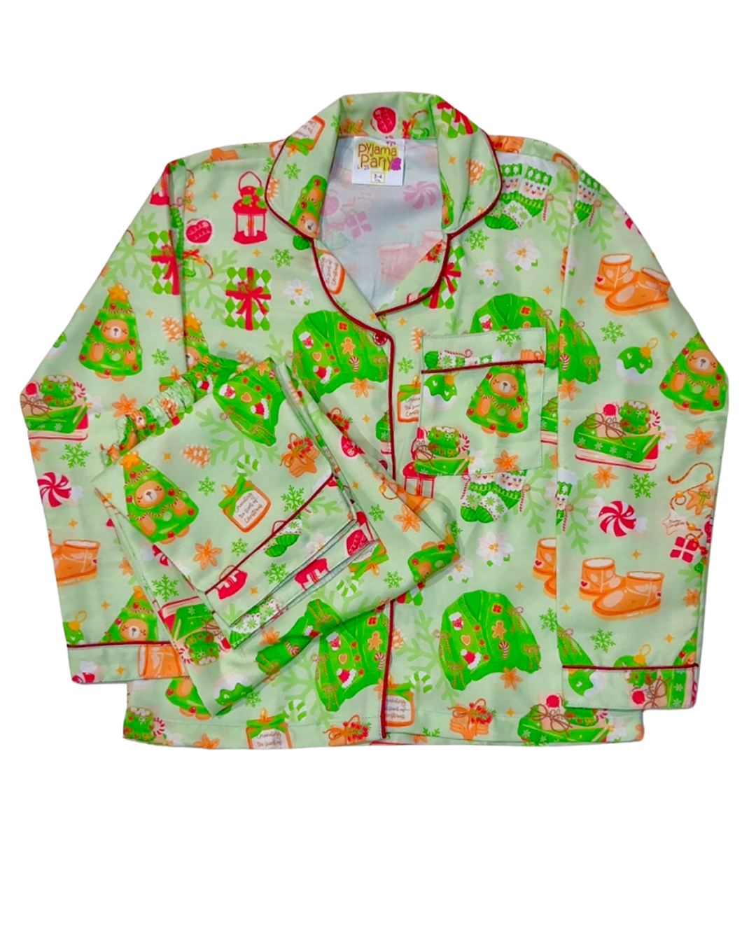 Cozy Christmas Kids Pj Set - Cotton Rayon Pj Set with Notched Collar