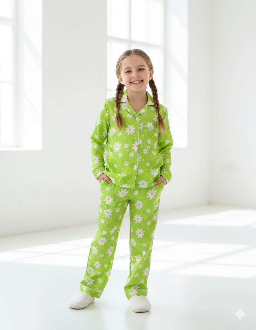 Daisy Dream Kids Pj Set - Cotton Rayon Pj Set with Notched Collar