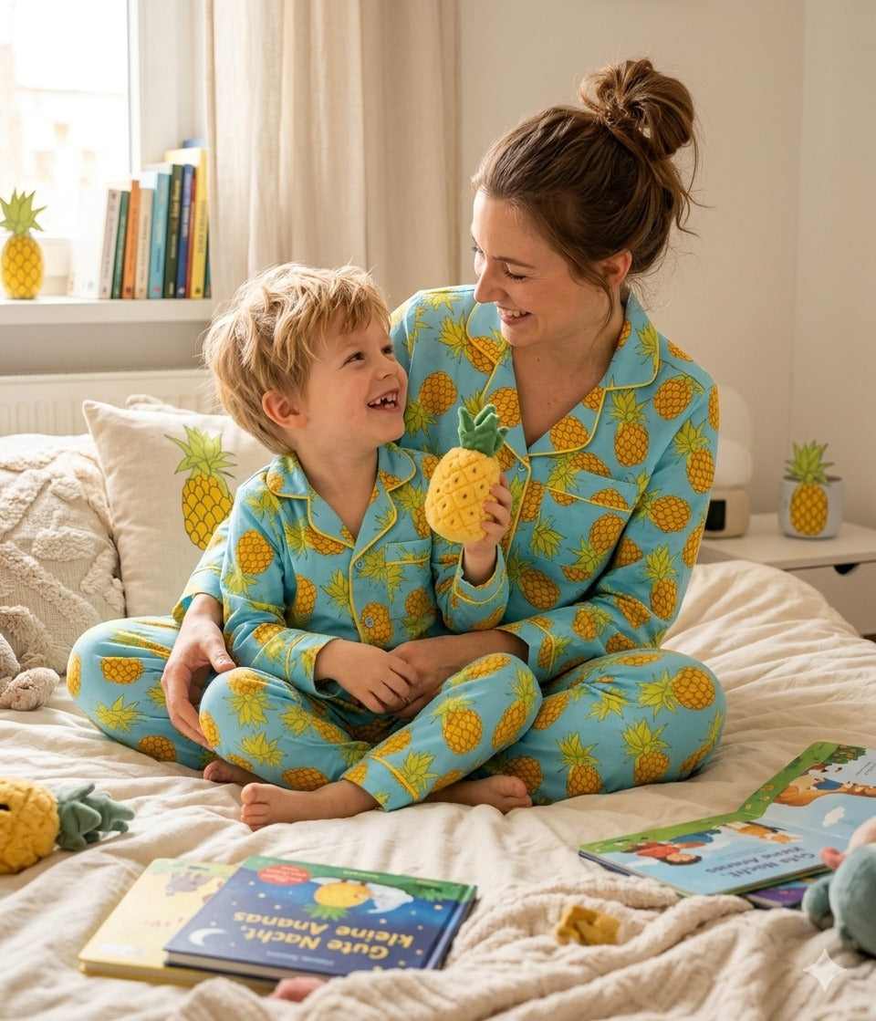 Fine Apple Cotton Rayon Mom &amp; Kids Twinning Pj Set