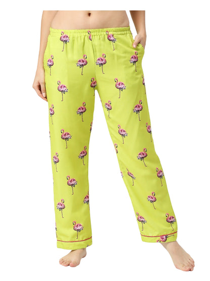 Flamingo Fluff Button Down Pj Set - Cotton Rayon Pj Set with Notched Collar