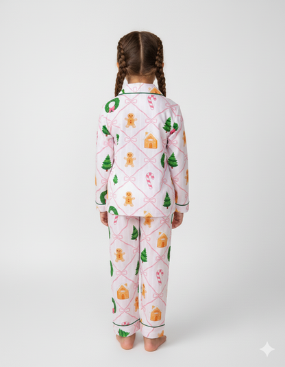 Jolly Ribbons Kids Pj Set - Cotton Rayon Pj Set with Notched Collar
