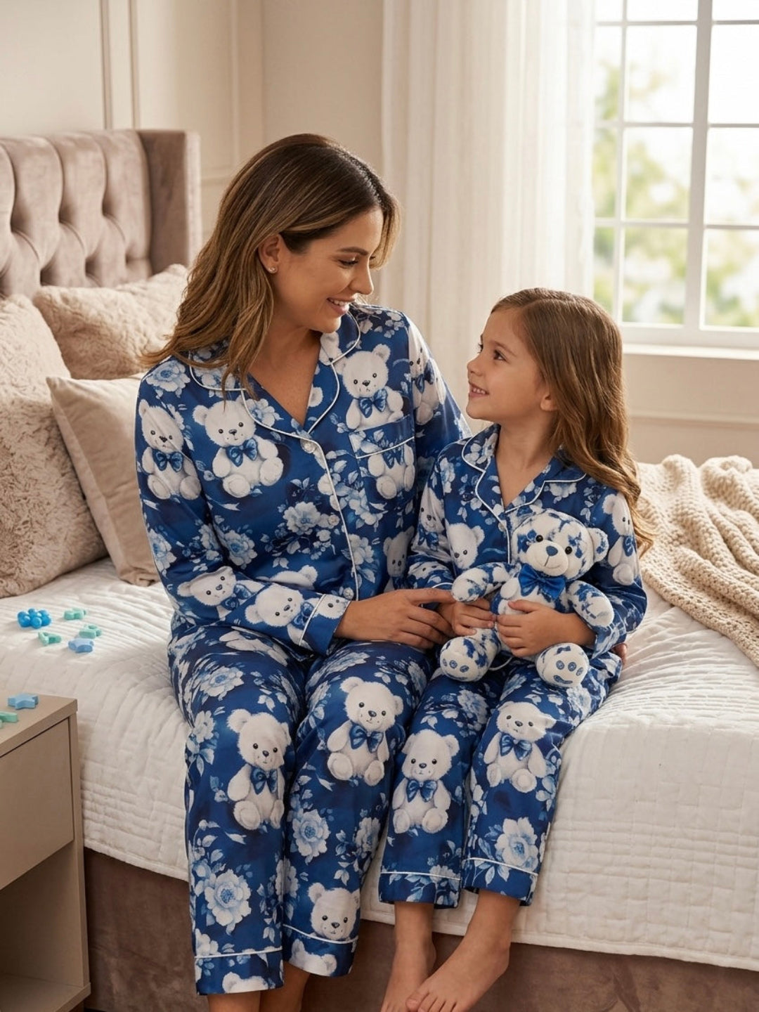 Beary Cute Pure Cotton Mom &amp; Kids Twinning Pj Set