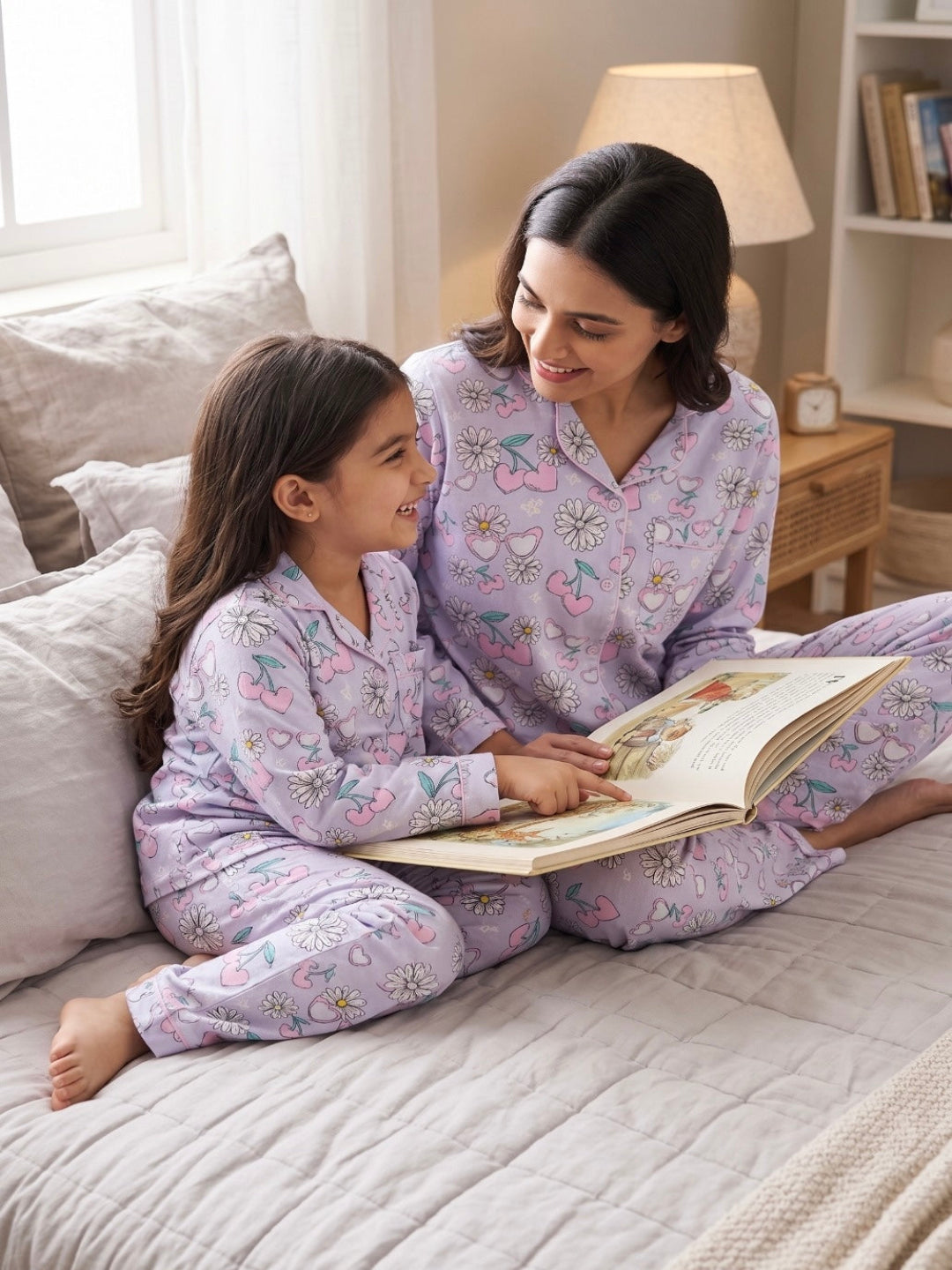 Summer Nights Pure Cotton Mom &amp; Kids Twinning Pj Set