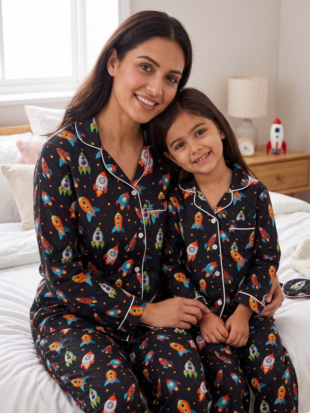 Space Pure Cotton Mom &amp; Kids Twinning Pj Set