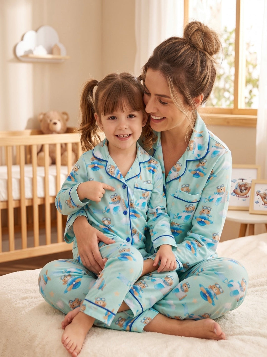 Fly High Pure Cotton Mom &amp; Kids Twinning Pj Set