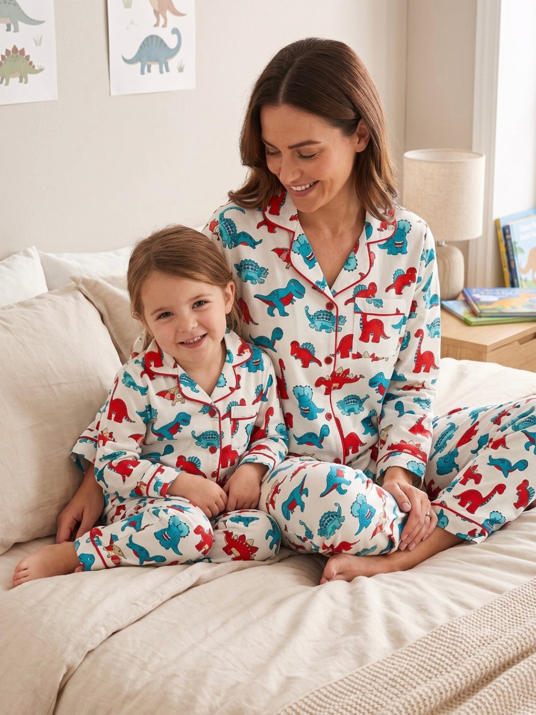 Dinomite Pure Cotton Mom &amp; Kids Twinning Pj Set