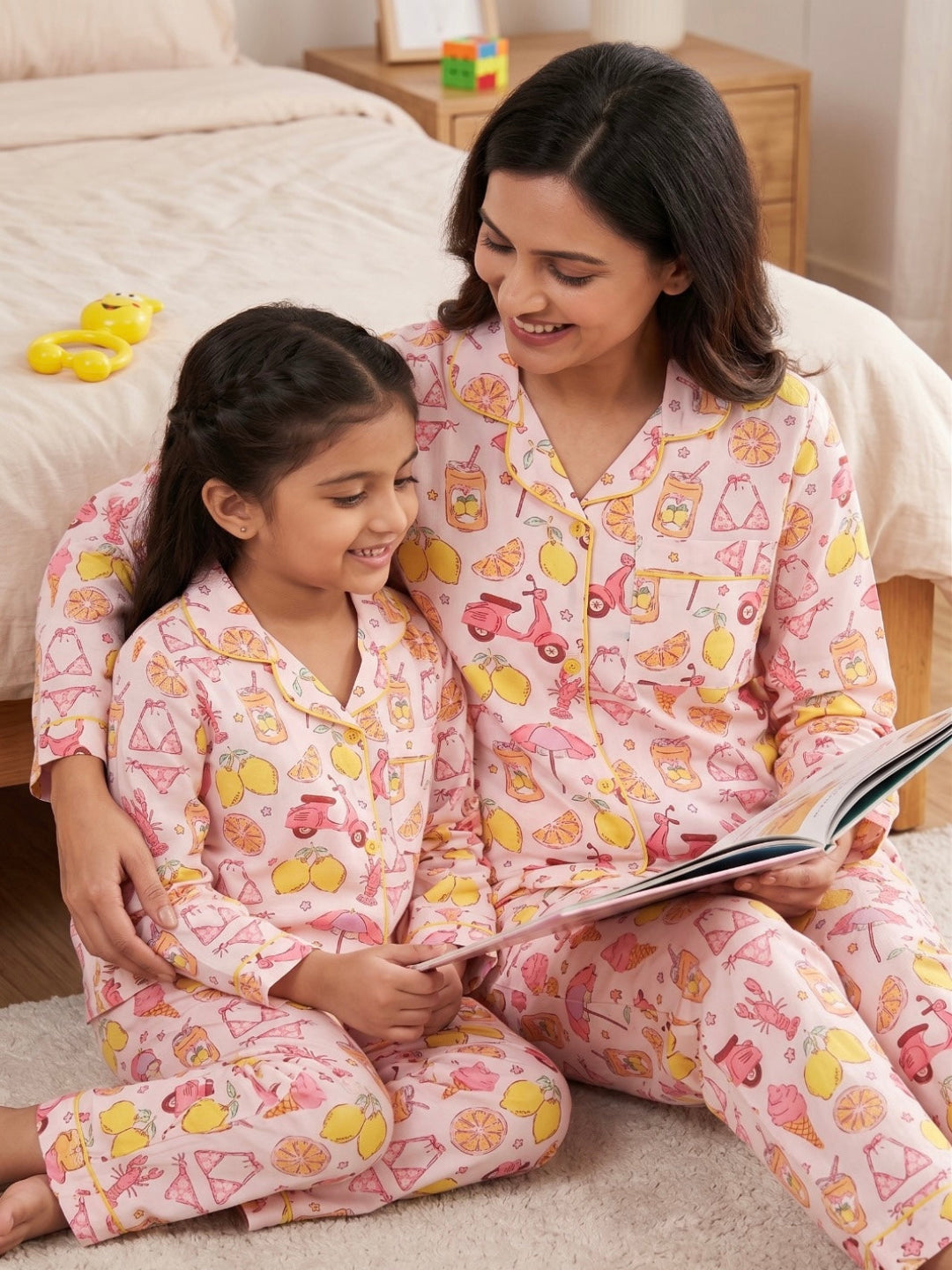 Tropical Joy Cotton Rayon Mom &amp; Kids Twinning Pj Set