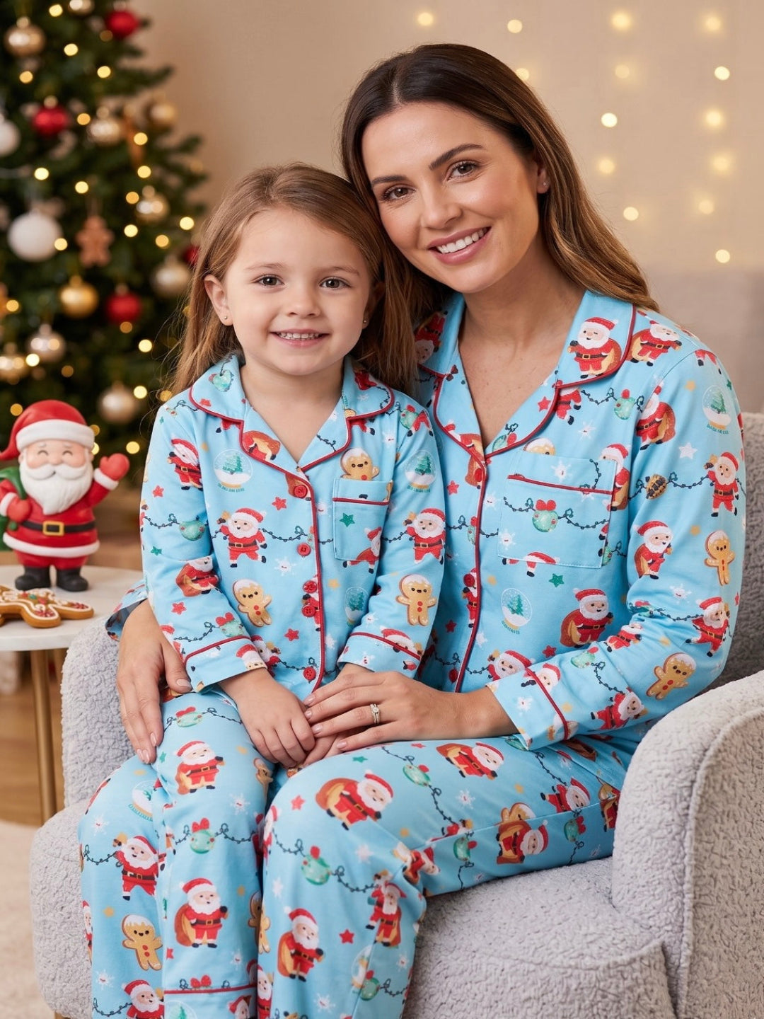 Secret Santa Cotton Rayon Mom &amp; Kids Twinning Pj Set