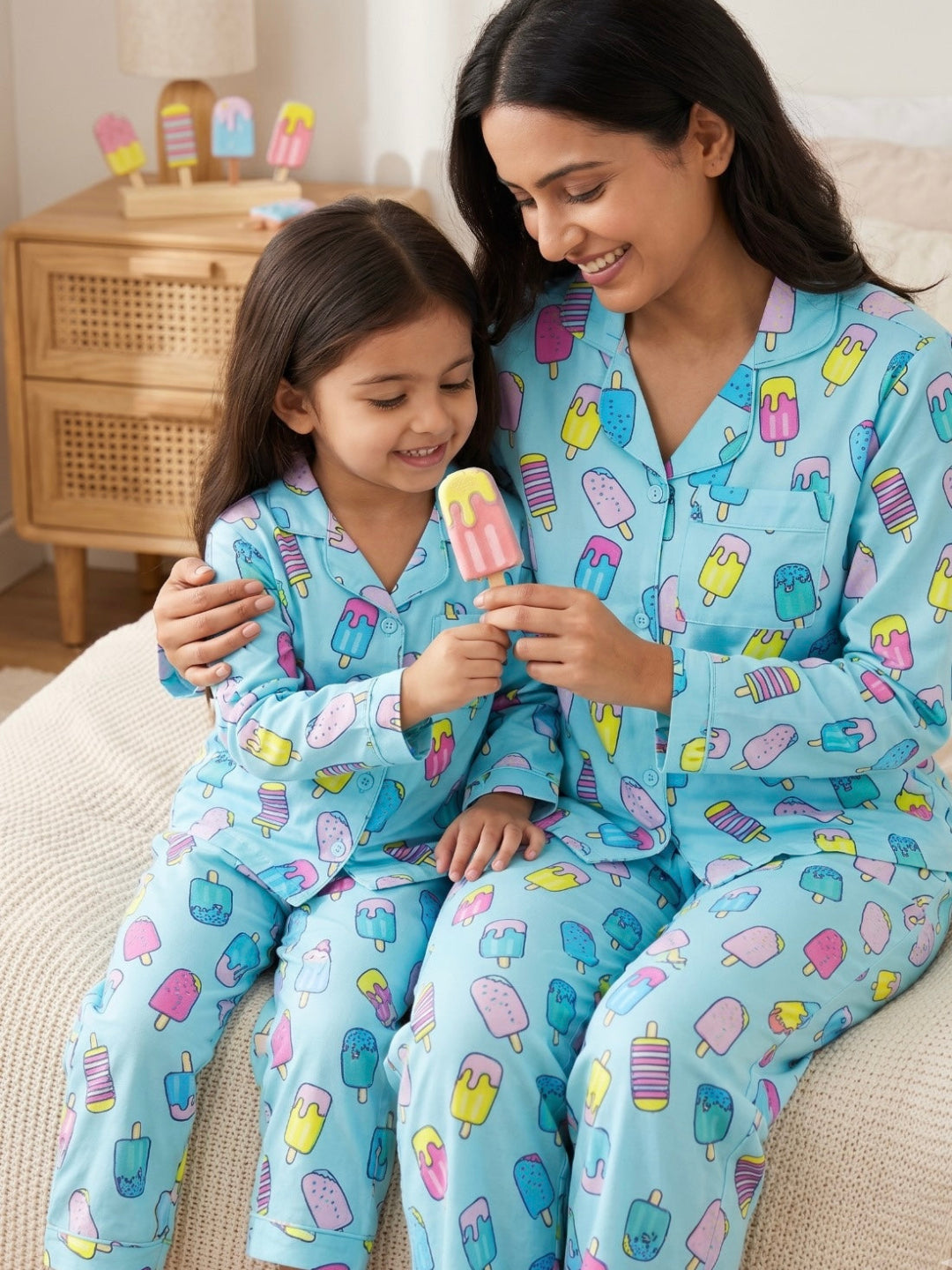 I Scream Cotton Rayon Mom &amp; Kids Twinning Pj Set