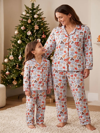 Christmas Cookies Cotton Rayon Mom &amp; Kids Twinning Set