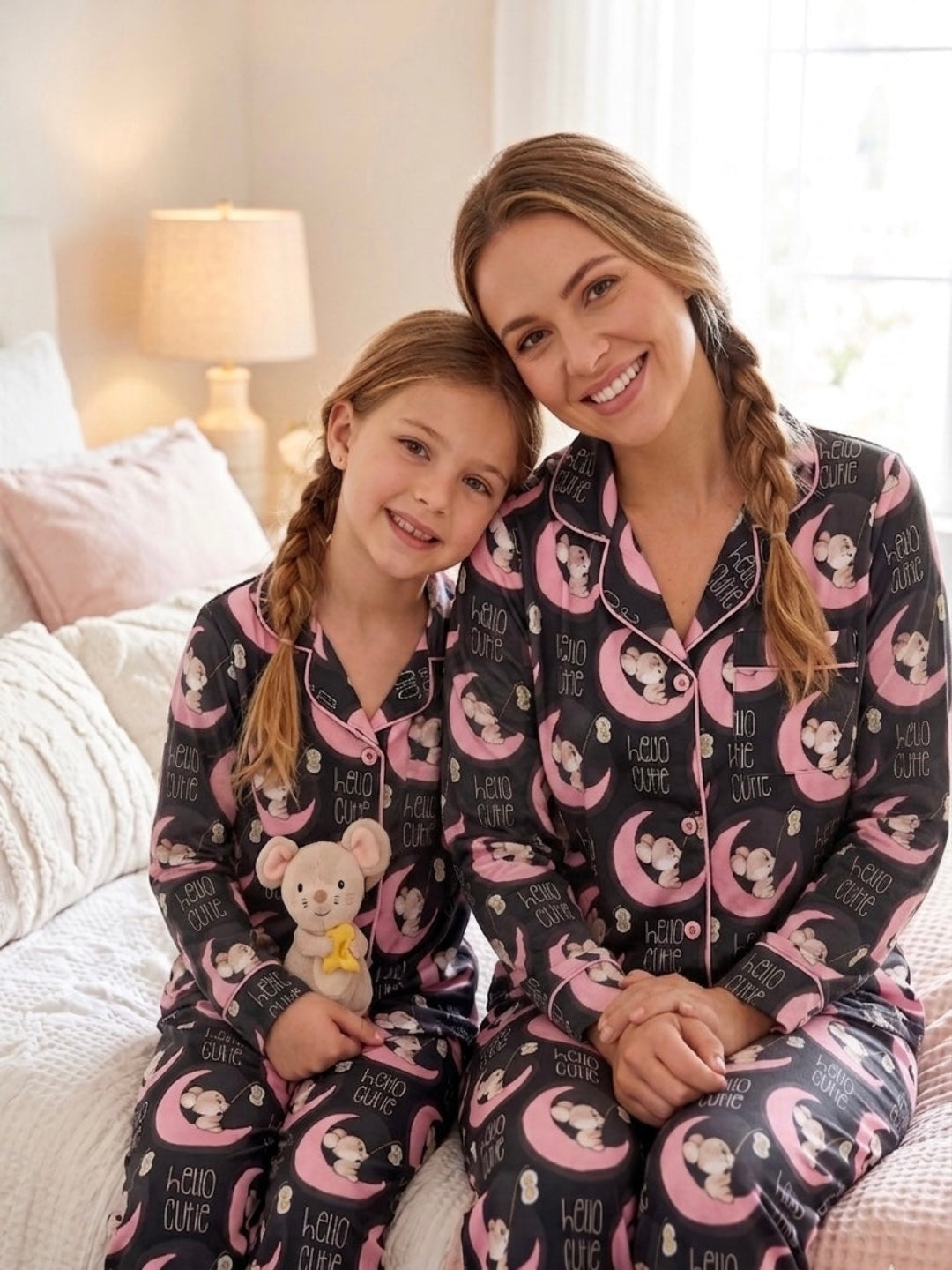 Hello Cutie Pure Cotton Mom &amp; Kids Twinning Pj Set