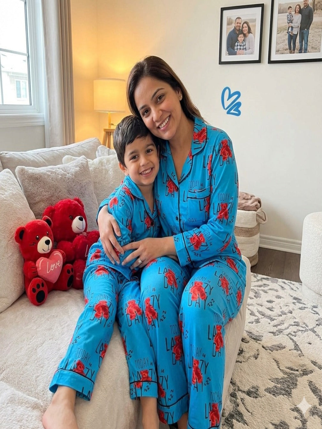Lazy Day Cotton Rayon Mom &amp; Kids Twinning Pj Set