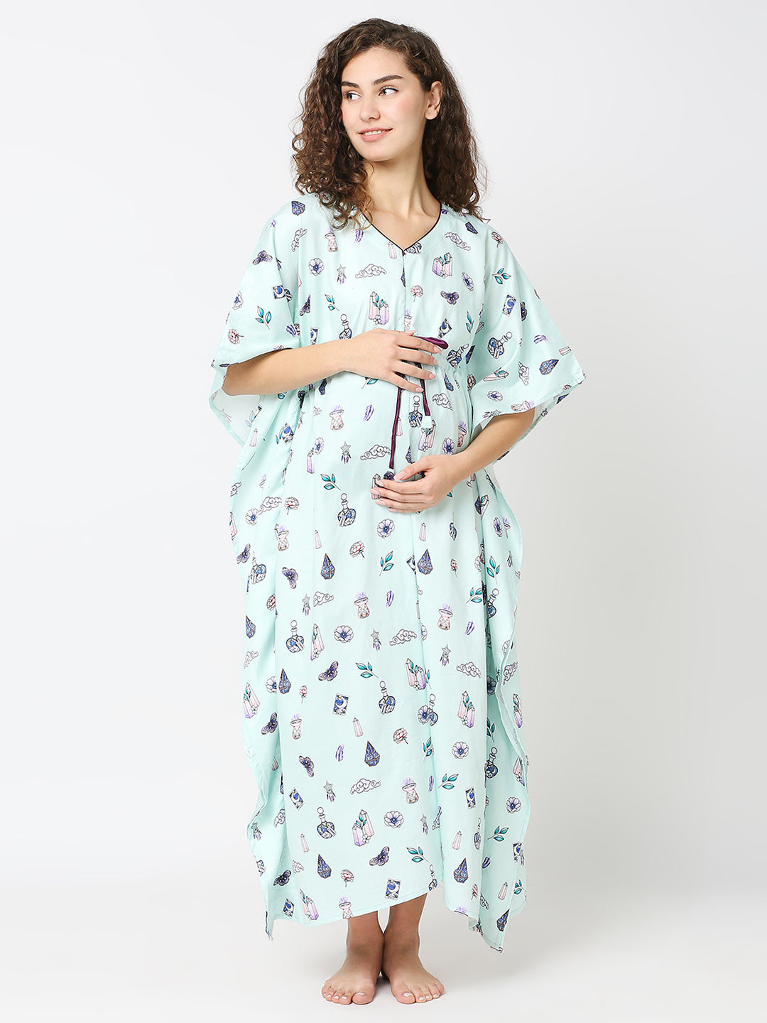 Dreamcatcher Maternity Kaftan Gown - Pure Cotton Kaftan Gown With Single Invisible Zip for Feeding