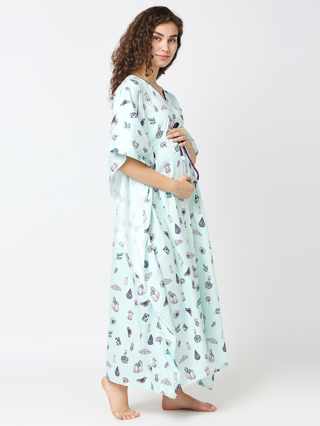 Dreamcatcher Maternity Kaftan Gown - Pure Cotton Kaftan Gown With Single Invisible Zip for Feeding