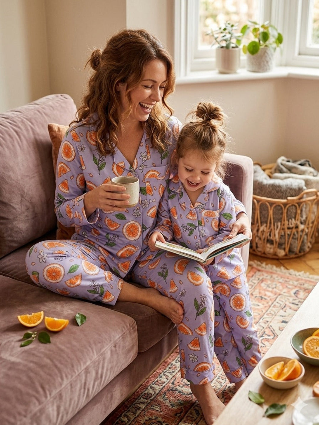 Naarangi Cotton Rayon Mom &amp; Kids Twinning Pj Set