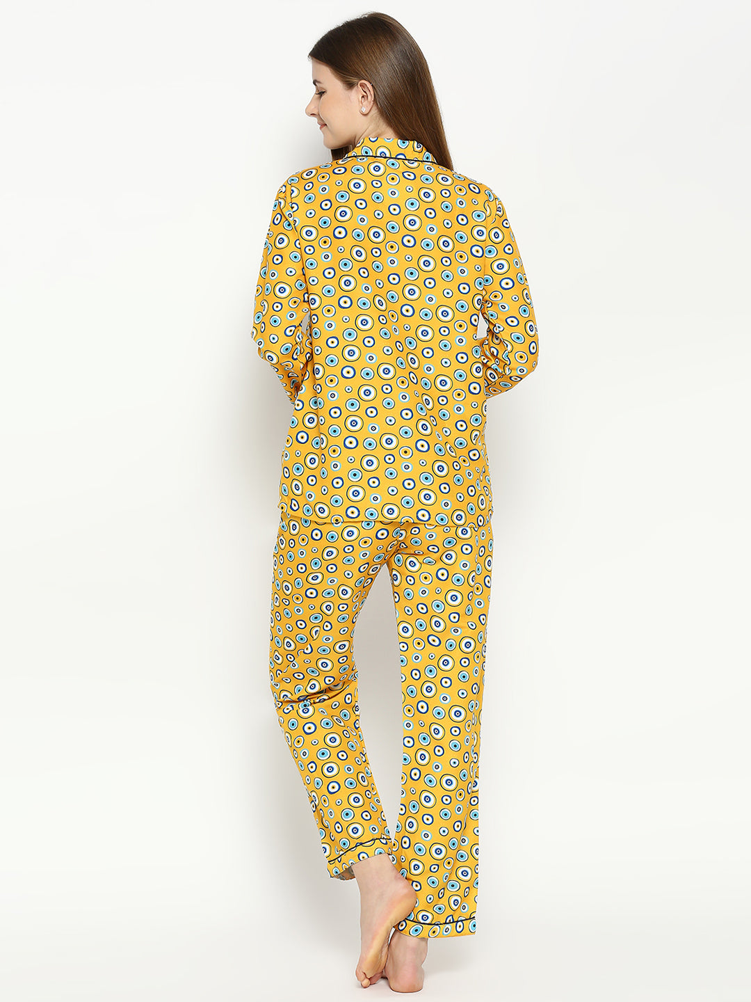 Evil Eye Button Down Pj Set - Cotton Rayon Pj Set with Notched Collar