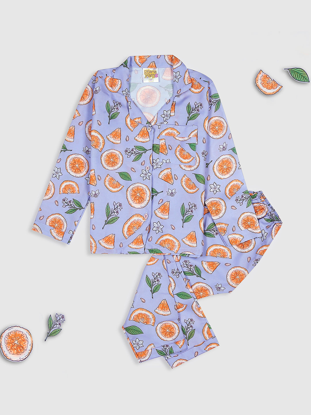 Naarangi Kids Pj Set - Cotton Rayon Pj Set with Notched Collar