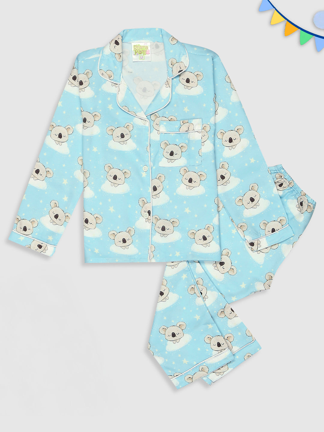 Koala Bear Kids Pj Set - Cotton Rayon Pj Set with Notched Collar