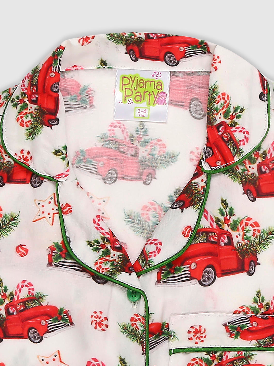 Jingle All The Way Kids Pj Set - Cotton Rayon Pj Set with Notched Collar