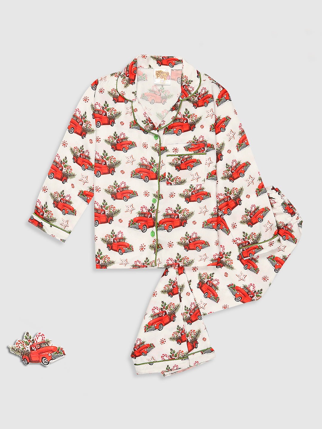 Jingle All The Way Kids Pj Set - Cotton Rayon Pj Set with Notched Collar