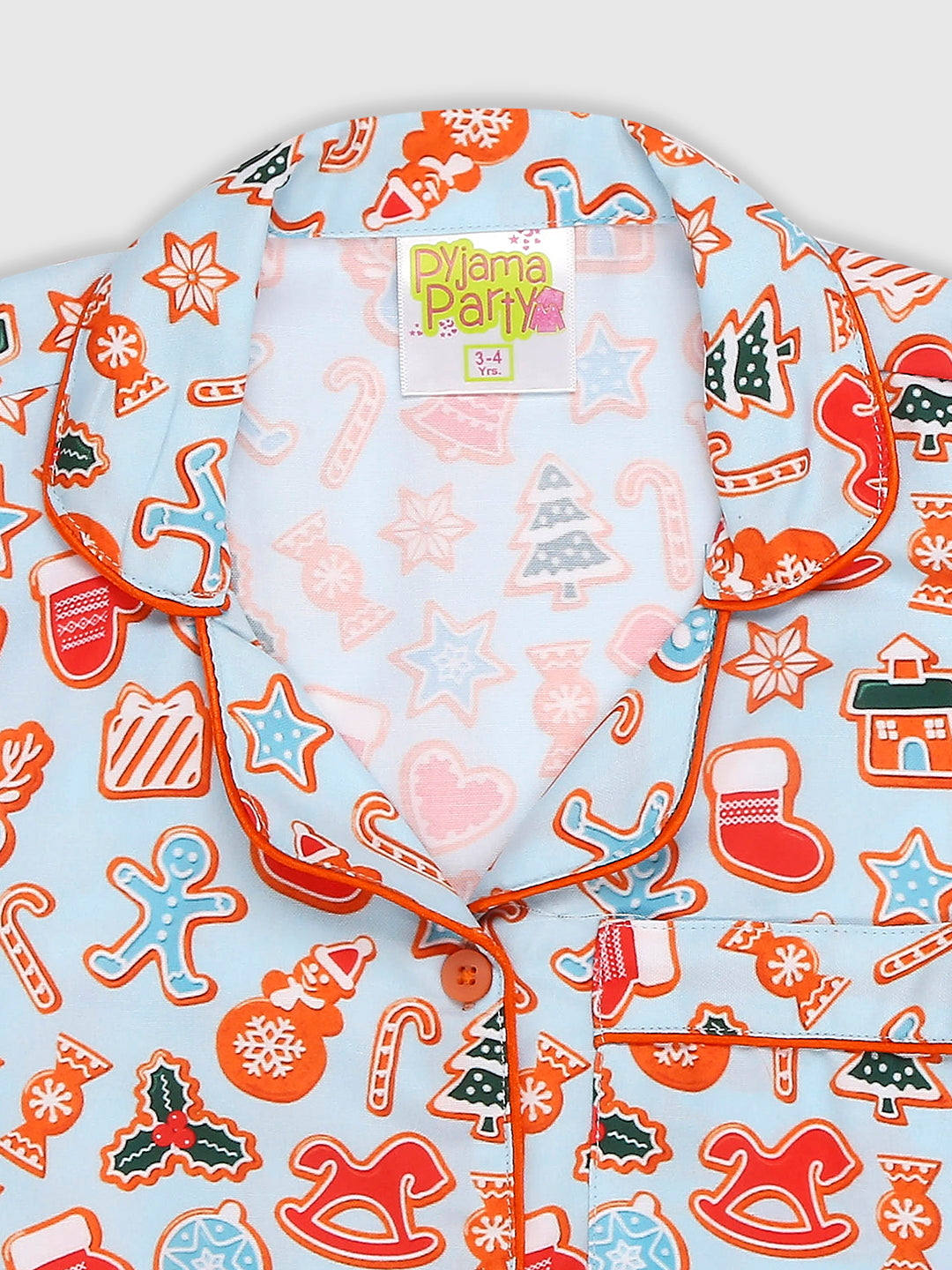 Christmas Cookies Kids Pj Set - Cotton Rayon Pj Set with Notched Collar