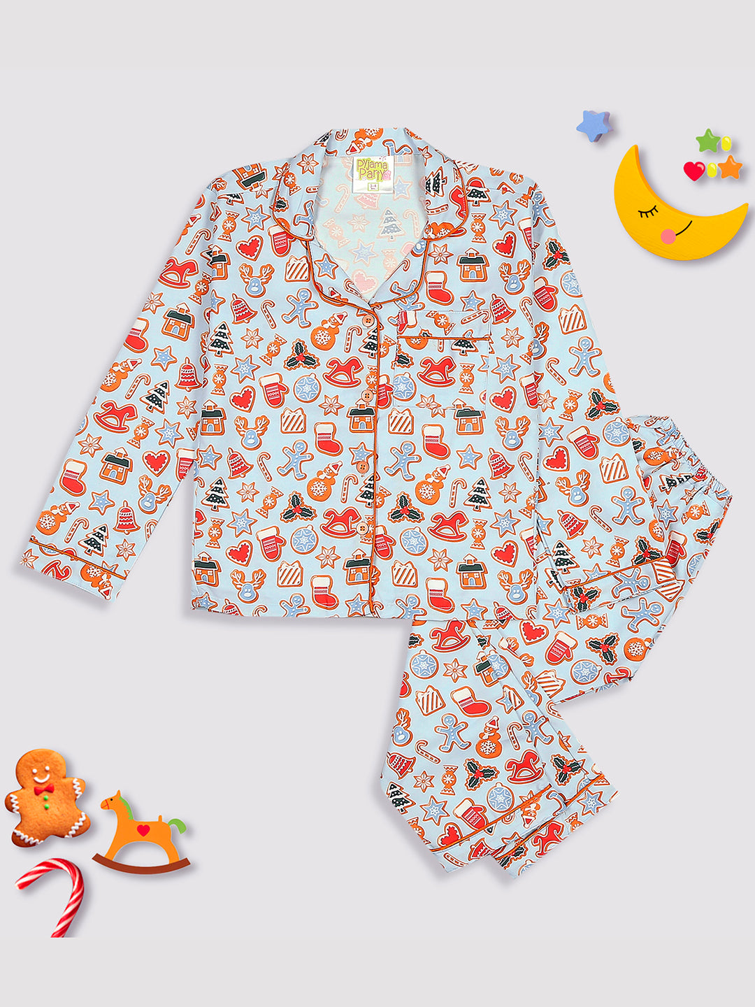 Christmas Cookies Kids Pj Set - Cotton Rayon Pj Set with Notched Collar