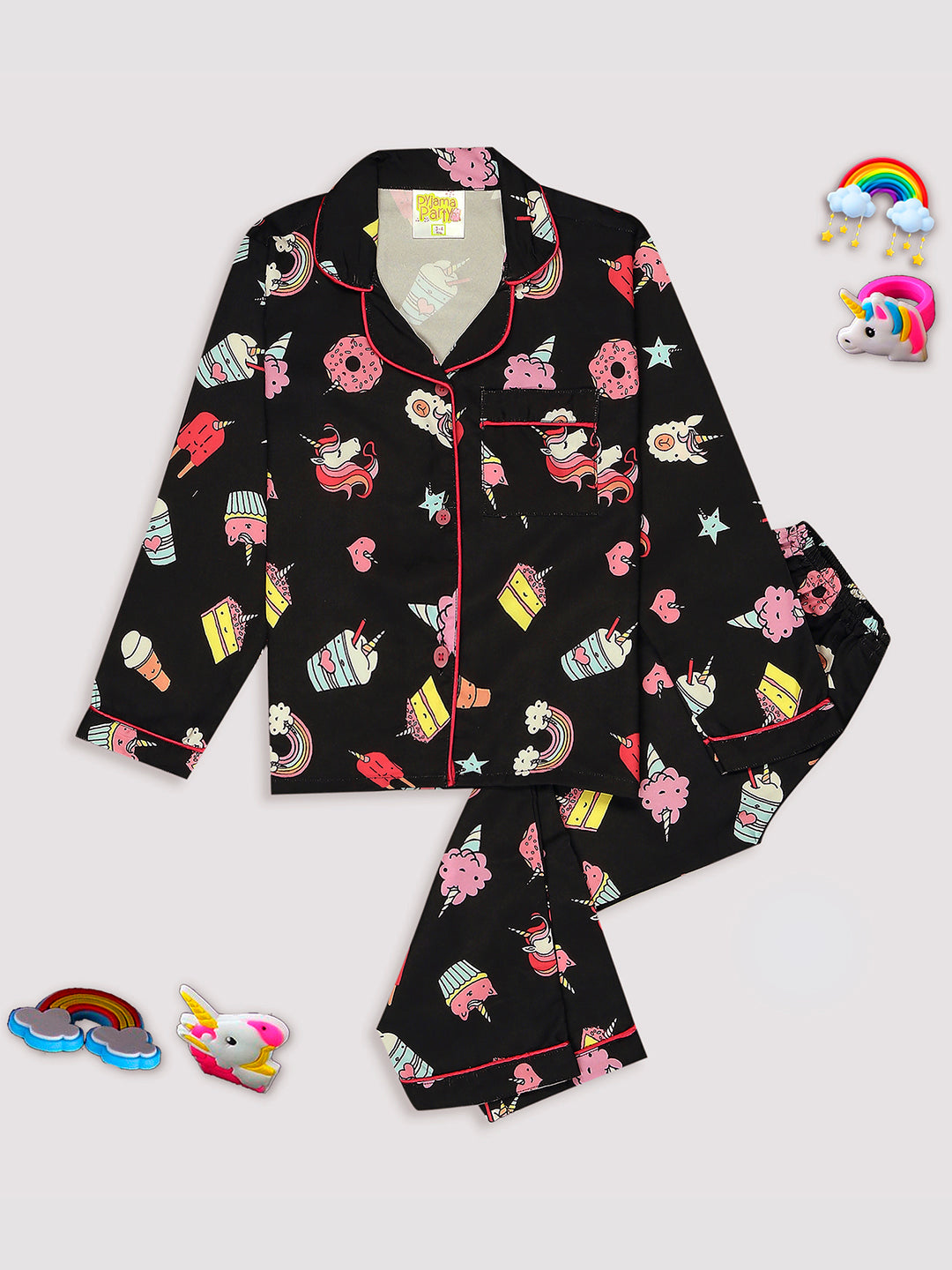 Sweet Treats Kids Pj Set - Cotton Rayon Pj Set with Notched Collar