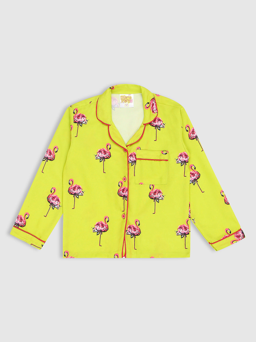 Flamingo Fluff Kids Pj Set - Cotton Rayon Pj Set with Notched Collar