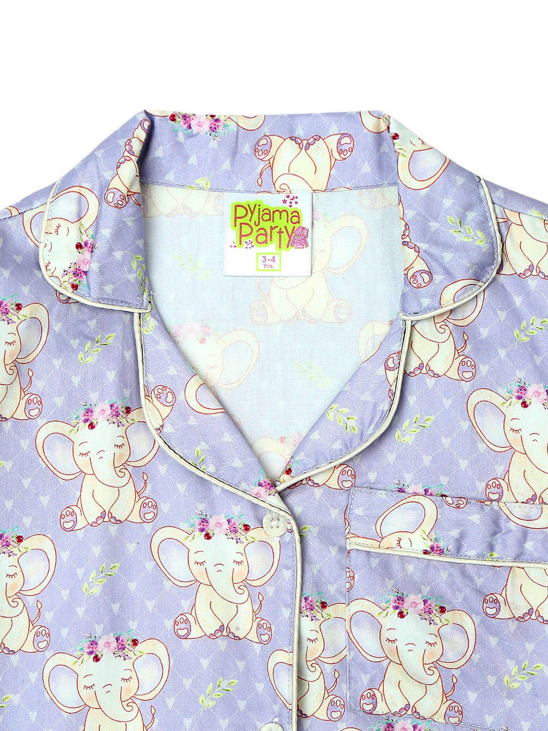 Elephantastic Kids Button Down Pj Set - Pure Cotton Pj Set with Notched Collar