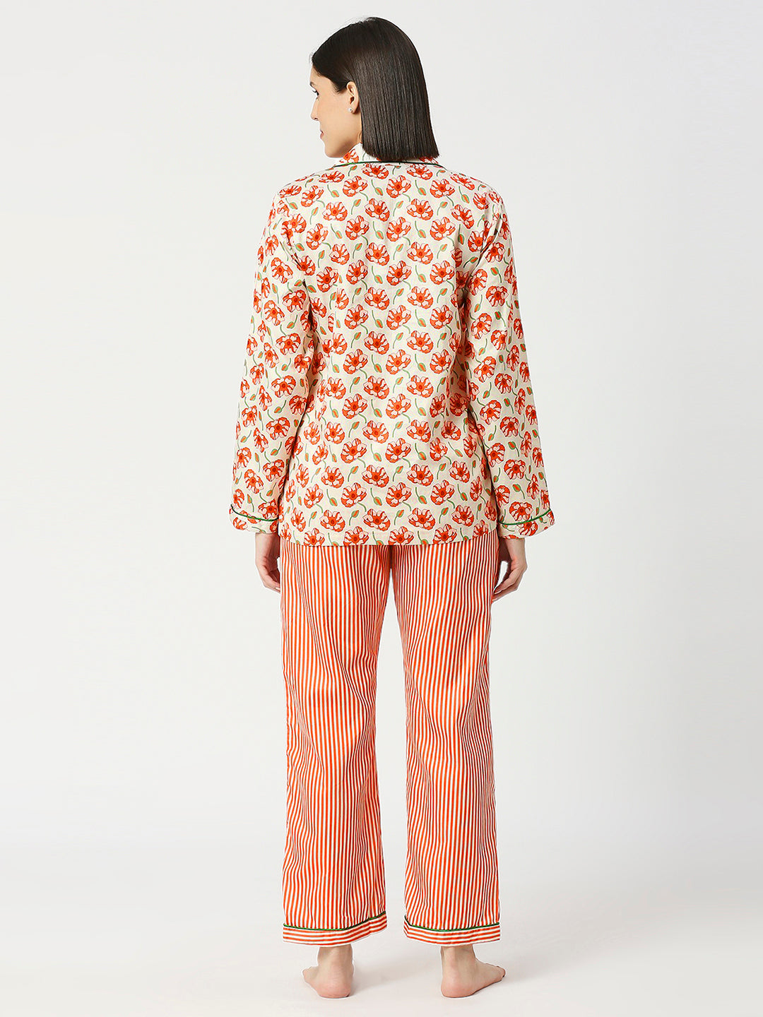 Pretty Petals Button Down Pj Set - Pure Cotton Pj Set with Notched Collar