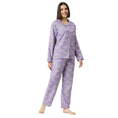 Rainbow Chaser Button Down Pj Set - Cotton Rayon Pj Set with Notched Collar